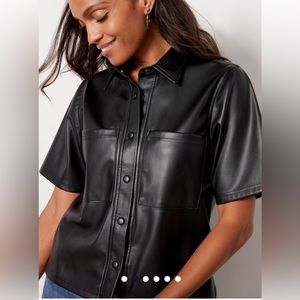 Evereve Quinn faux leather shirt Size M